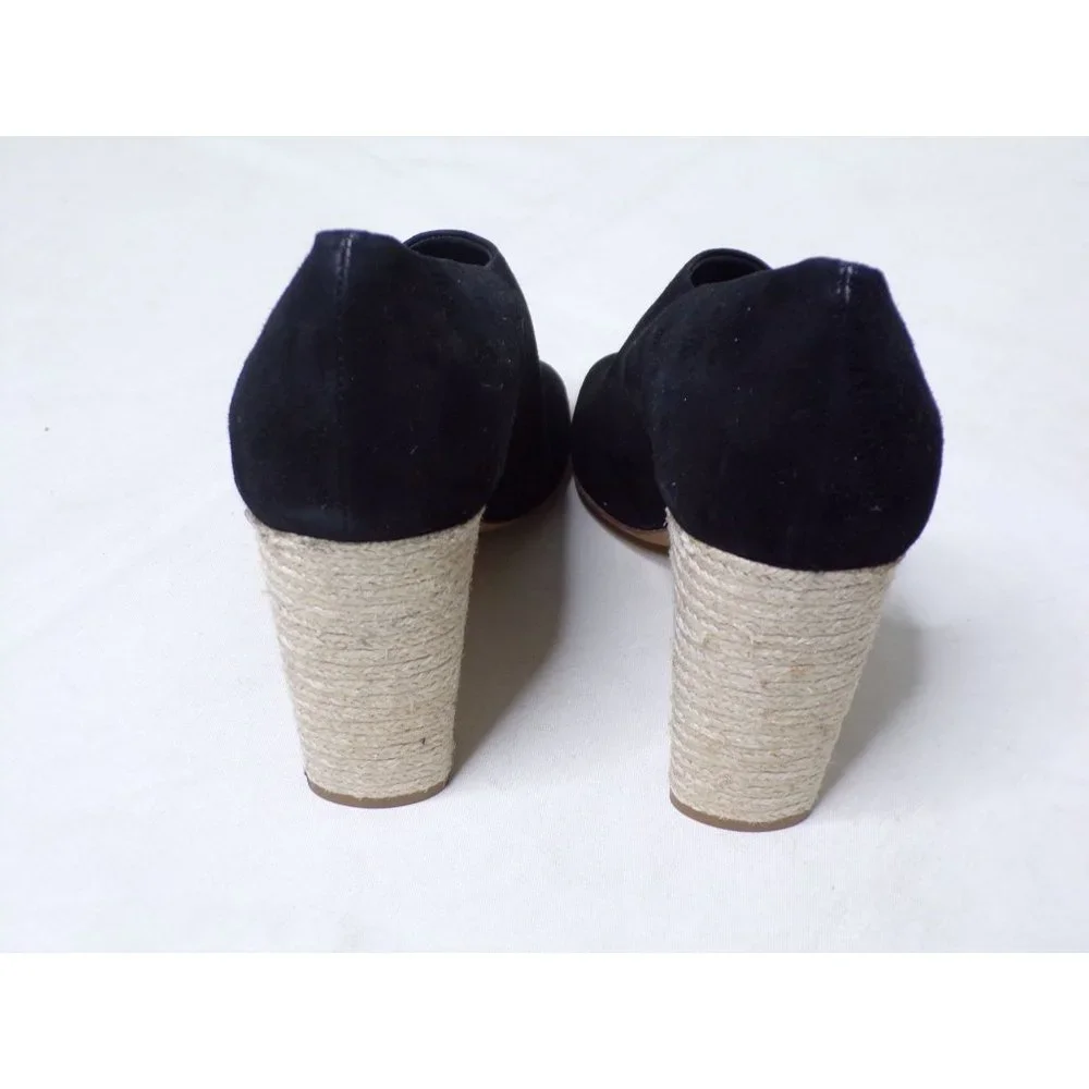 🆕 VINCE Persey Suede Jute Block Heel Pumps Sandal Shoes Black 9 - Picture 12 of 13
